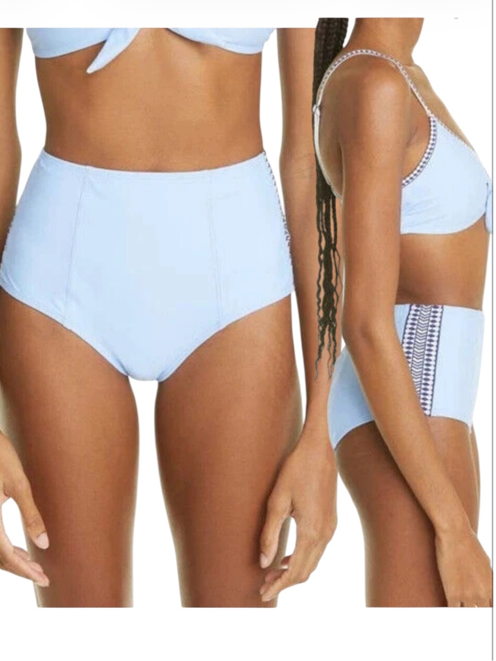 🌻NWOT LemLem Lena High Waist Bikini Bottoms Sky Blue Recycled Swimwear Size XS